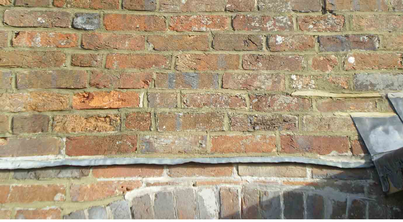 Porous bricks that have been waterproofed using Stormdry Masonry Protection Cream
